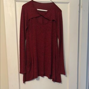 Red Long Sleeve Tunic Top